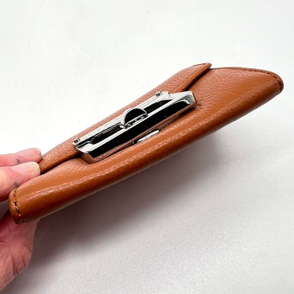 MARC JACOBS Small Leather Wallet Card Case Cognac Brown Turnlock SLG - Picture 5 of 10